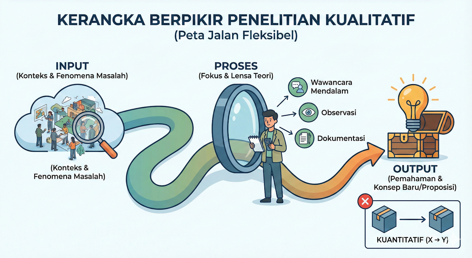 Kerangka Berpikir Penelitian Kualitatif dan Cara Membuatnya - Lenggok Media
