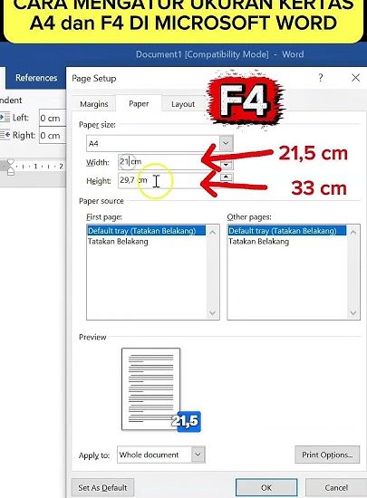 3 Rahasia Cara Mengatur Ukuran Kertas F4 Microsoft Word 2007 yang Jarang Diketahui
