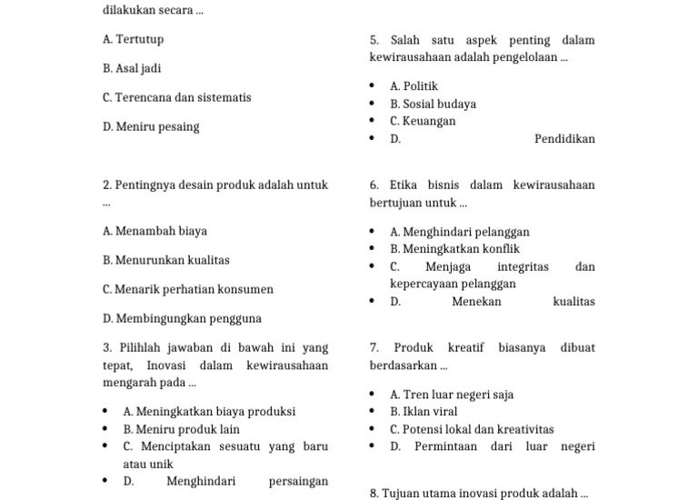5 Rahasia Sukses Jawab Soal Produk Kreatif dan Kewirausahaan Kelas 11 Semester 2 yang Jarang Diketahui