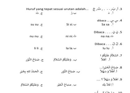 Akhirnya! 5 Lembar Soal Bahasa Arab Kelas 1 Semester 2 dan Kunci Jawaban Siap Cetak