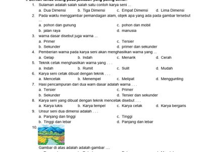 Ternyata Begini! Soal Seni Budaya Kelas 2 SD Semester 1 Paling Sering Keluar di 2026