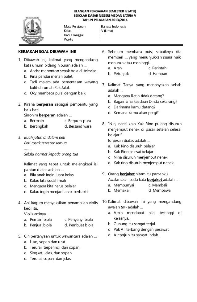 Mempersiapkan Diri Menghadapi Ulangan Bahasa Indonesia Kelas 5 Semester