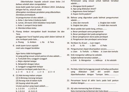5 Contoh Soal Bhs Indonesia Semester 1 Kelas 4 Kurtilas yang Sering Muncul di Ujian