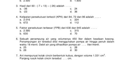 Soal Matematika Kelas 4 Semester 1 Kurikulum 2013 Dalchaebi