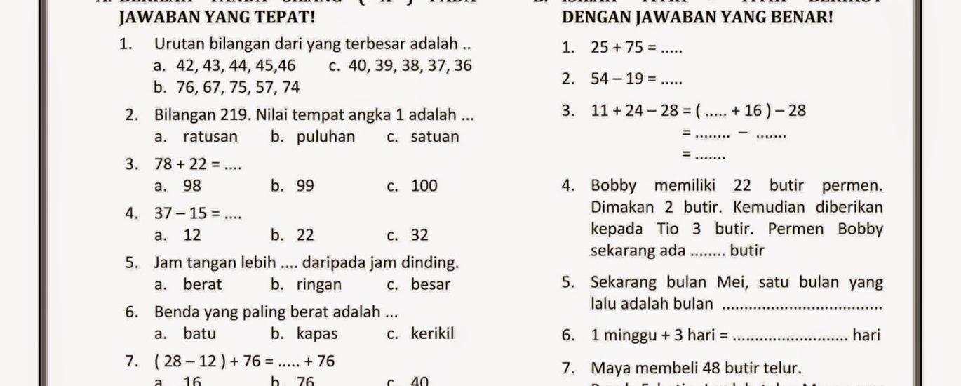 5 Contoh Soal Kelas 4 Matematika Semester 1 yang Wajib Dikuasai Sebelum Ujian Akhir