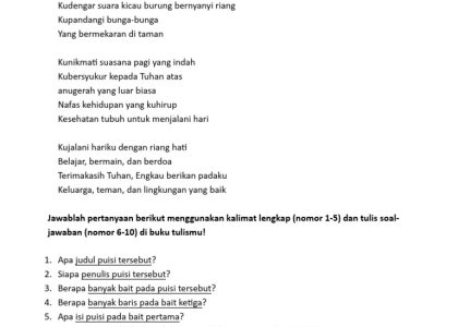 5 Contoh Soal Kelas 4 Materi Puisi yang Ternyata Sering Salah Jawab, Wajib Tahu