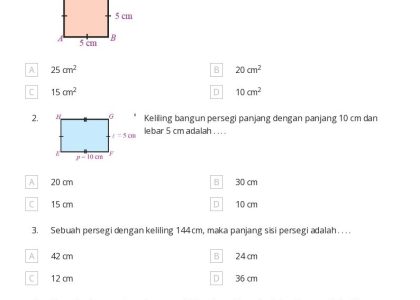 5 Contoh Soal Kelas 4 Perse dan Persegi Panjang yang Wajib Dikuasai agar Nilai Matematika Naik