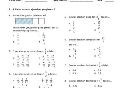 5 Contoh Soal Kelas 4 SD Matematika Semester 2 Paling Sering Keluar di 2026 Beserta Jawabannya
