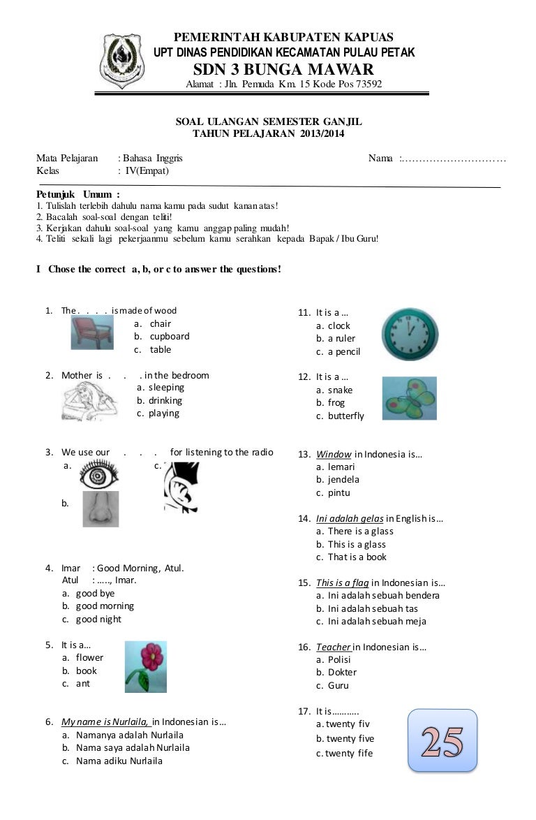 Belajar Bahasa Inggris di Kelas 4 SD Semester 2 Panduan Unduh Soal