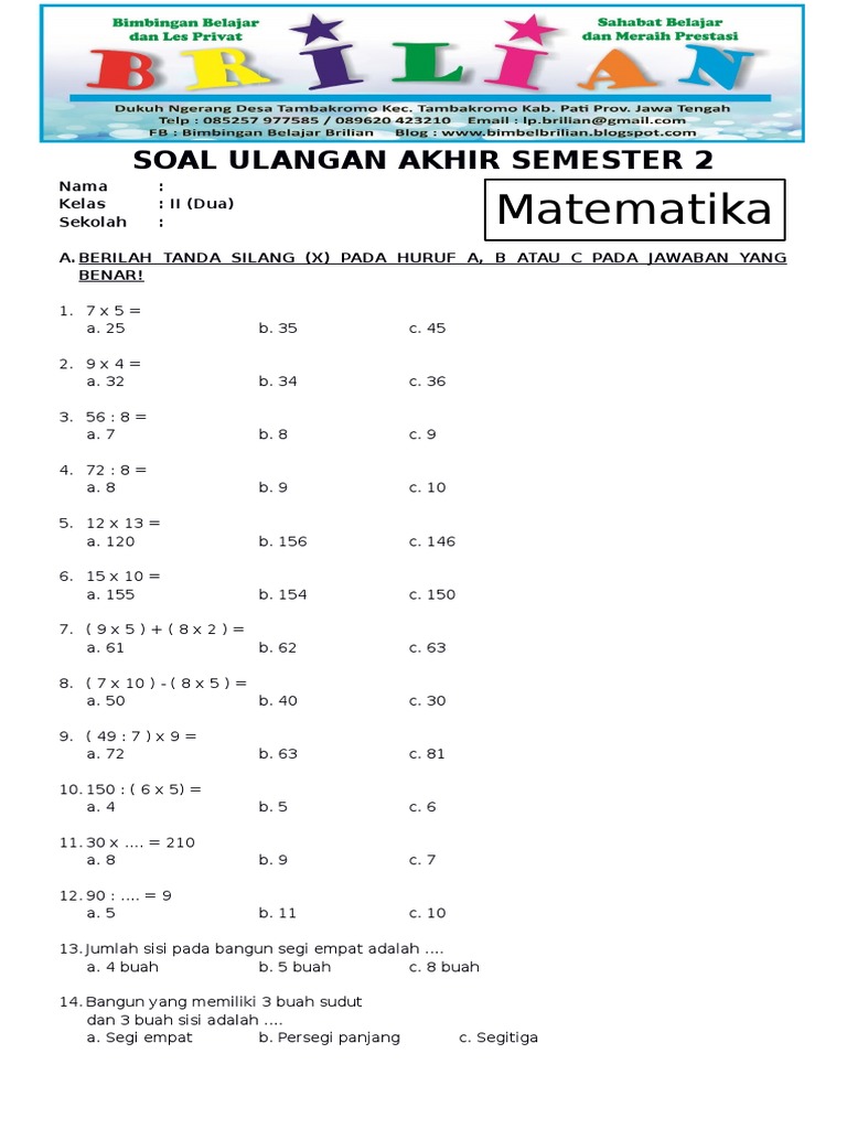 7 Contoh Soal Kelas 4 Matematika Semester 2 Beserta Kunci Jawaban yang Wajib Dikuasai Sebelum Ulangan