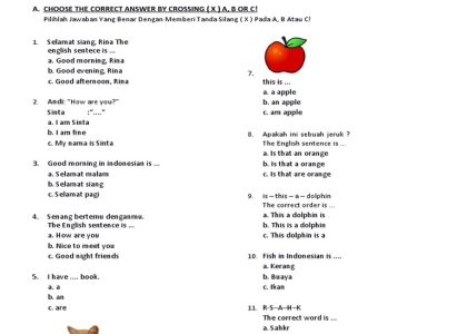 Ternyata Ada 5 Soal Bahasa Inggris Kelas 2 SD Semester 1 PDF Siap Cetak 2026