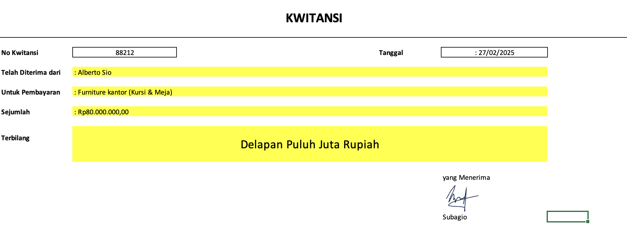 Cara Membuat Kwitansi di Word dan Excel Bisa Copas - KantorKu