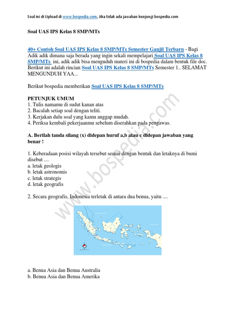 7 Rahasia Contoh Soal UAS IPS SMP Kelas 8 Semester 1 yang Bikin Nilai Tinggi