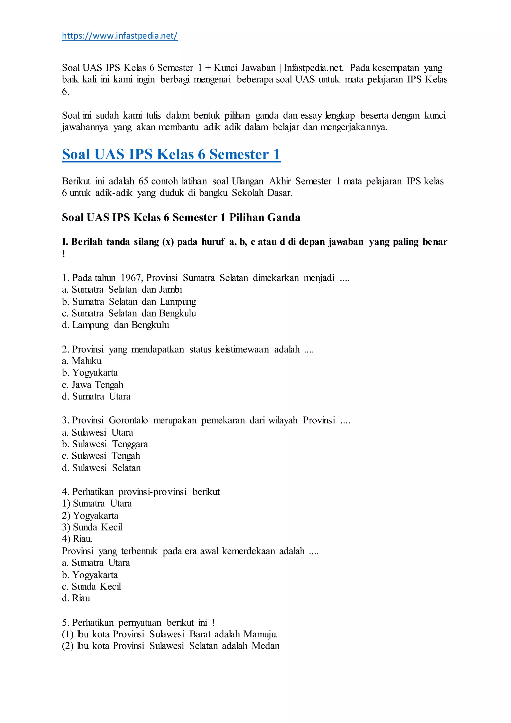 7 Tips Mengejutkan Kuasai contoh soal uas ips kelas 6 ktsp semester 1 Sebelum Ujian