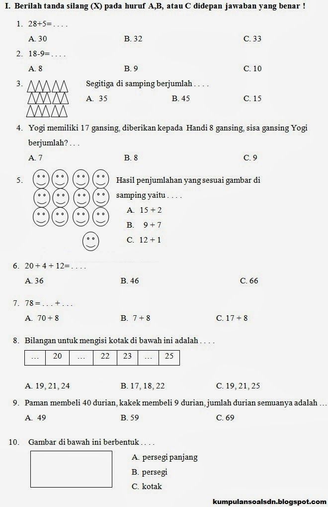 Download Soal Ukk Matematika Kelas 3 Sd Semester 2 - Kumpulan Kunci