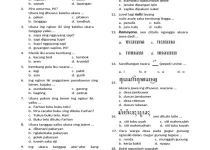 Inilah 3 Bocoran Jumlah Soal UKK SD Kelas 3 Bahasa Jawa yang Wajib Diketahui Sebelum Ujian