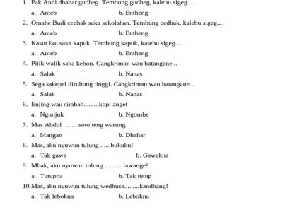 Jangan Sampai Salah Latihan, Ini Contoh Soal Bhs Jawa Kelas 4 SD Semester 1 UTS Paling Mirip Kurikulum Merdeka
