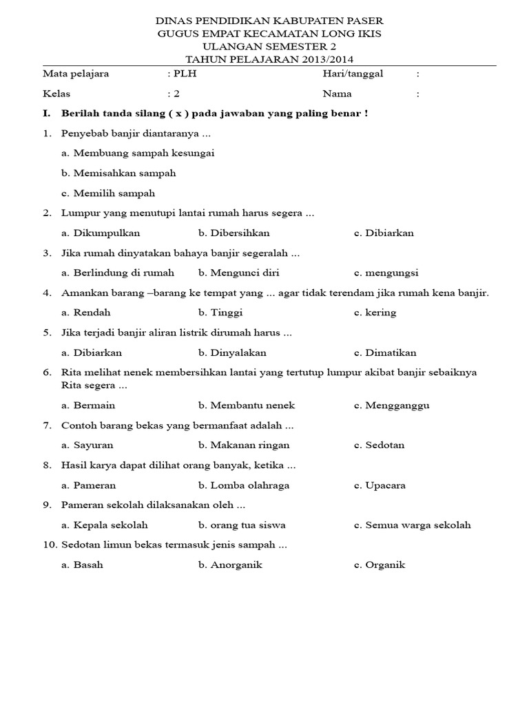 Rahasia Pintar Siswa: Latihan Soal PLH Kelas 2 SD Tentang Pameran Kelas Paling Akurat Rahasia Pintar Siswa: Latihan Soal PLH Kelas 2 SD Tentang Pameran Kelas Paling Akurat