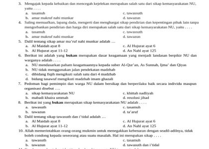 Wajib Tahu Kumpulan Soal Aswaja Kelas 5 Semester 2 dan Kunci Jawaban Paling Akurat